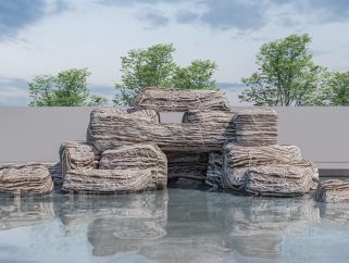 新中式假山石头 景观石 假山 片石 条石